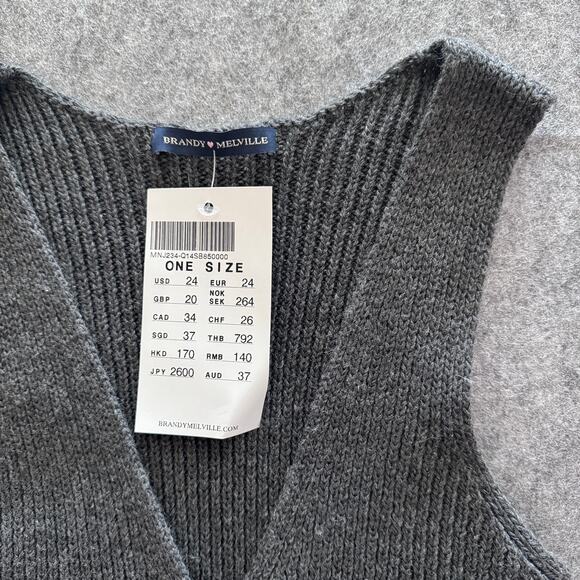 Brandy Melville Women's‎ OS Gray Sweater Vest with Baby Pockets - Picture 2 of 7